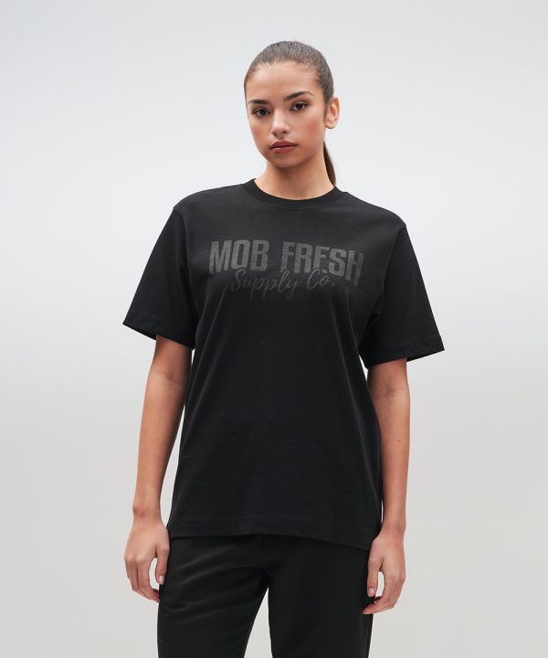 Black large stamp t shirt black black 1